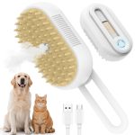 Four-in-One Pet Steam Brush for Removing Shedding Hair, Rechargeable, Silent Grooming Brush