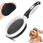 2-Piece Pet Grooming Tool Set - Double-Sided Brush for Deshedding and Bathing - Pet Supplies (White)
