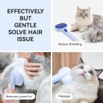 Self-Cleaning Deshedding Brush, Grooming and Deshedding Brush, Pet Massage to Remove Loose Hair, Blue - Image 2