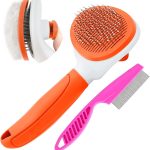 Indoor Cat Brush, Self-Cleaning Pet Hair Brush with Release Button