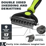 3-Piece Deshedding Brush, Pet Grooming Rake and Bath Brush | Premium Pet Supplies (Green Black) - Image 2