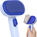 Self-Cleaning Deshedding Brush, Grooming and Deshedding Brush, Pet Massage to Remove Loose Hair, Blue