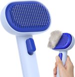 Self-Cleaning Deshedding Brush, Grooming and Deshedding Brush, Pet Massage to Remove Loose Hair, Blue