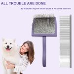 Ergonomic Wooden Handle Long Pin Brush, Suitable for Poodles and Other Long-Haired Dogs (Purple) - Image 2